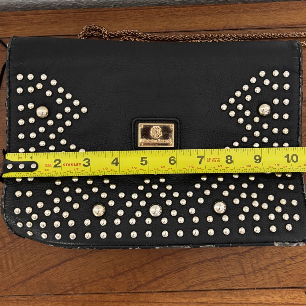 Black & Gold Studded Christian LaCroix Vintage Clutch / Shoulder / Crossbody Bag - Picture 5 of 8